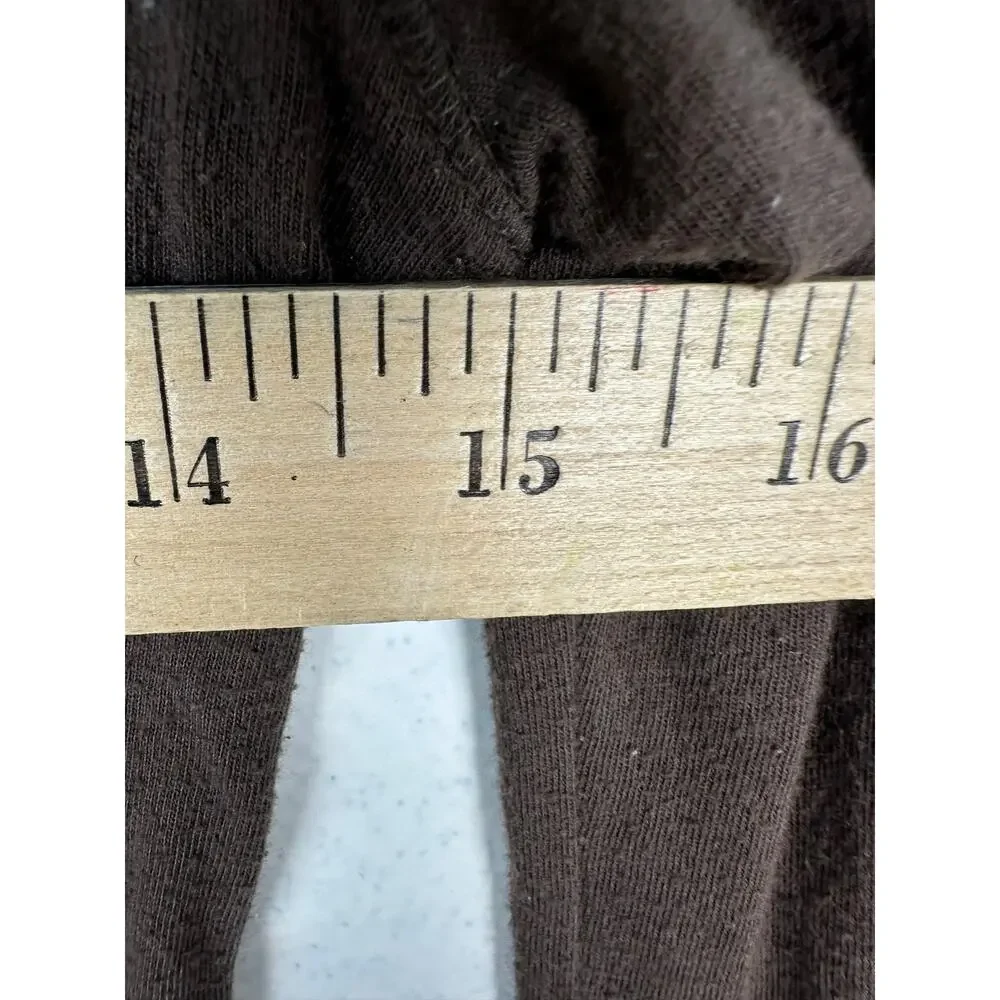 Aéropostale Women's Floral Script Long Sleeve Brown Henley Shirt vtg Y2K Medium - Picture 7 of 7